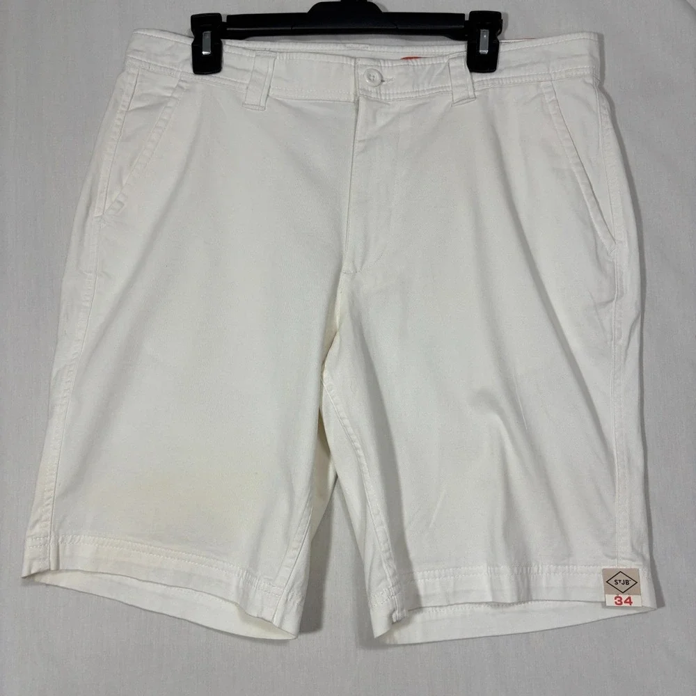 NWT St. John's Bay Shorts White‎ Chinos Comfort Stretch Golf Vacation Mens 34